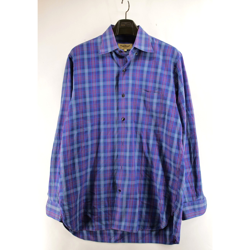 Paul Stuart Shirt Mens Large Purple Long Sleeve Button Up Plaid